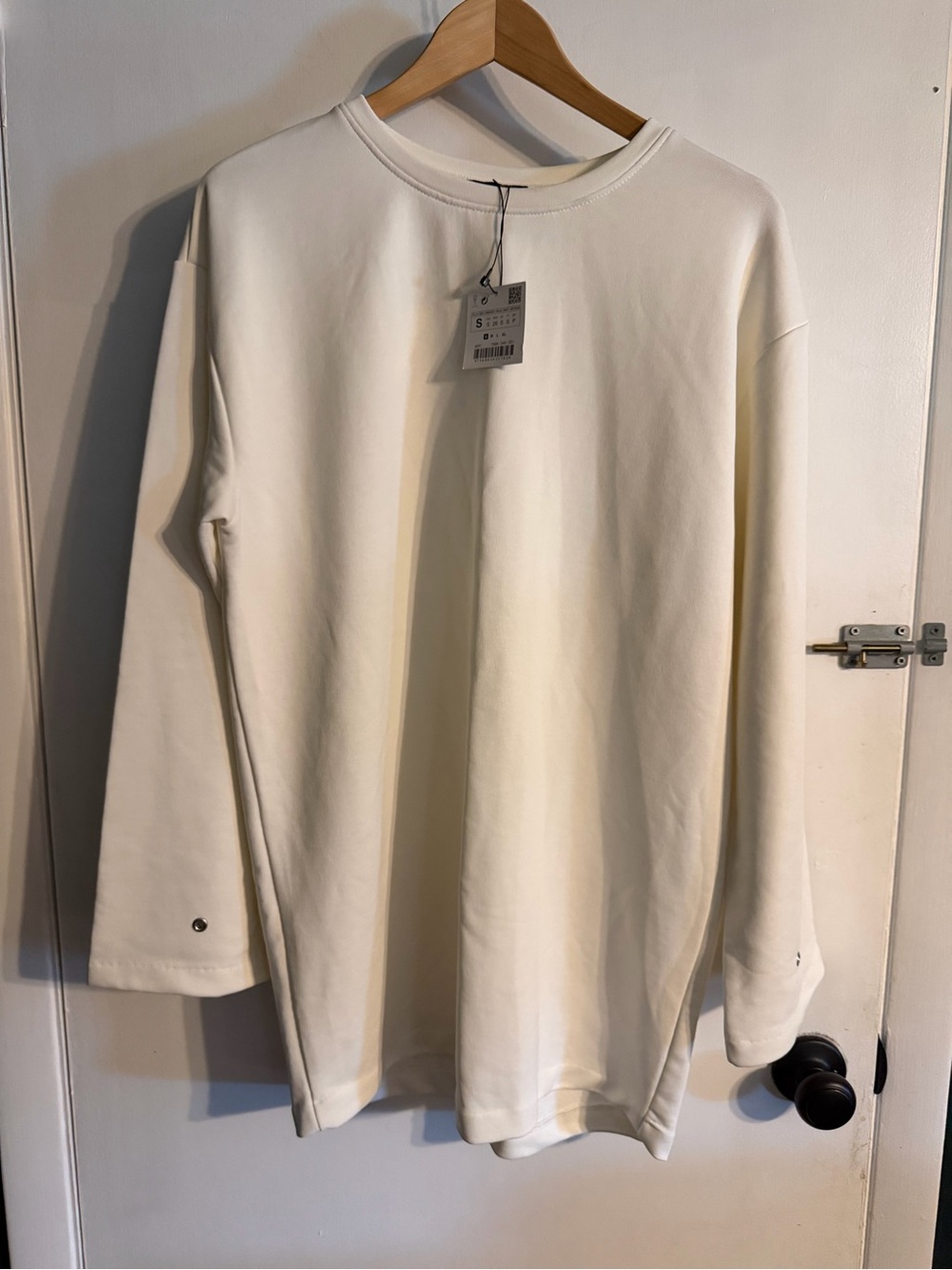 ZARA Women's White Long-Sleeve Longline Tunic, Size Small, NEW - Picture 3 of 6